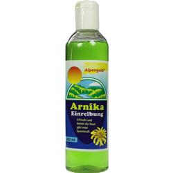 Eine grüne Flasche mit Arnika-Einreibung von Alpengold, 250 ml.