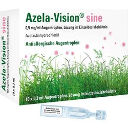 Verpackung von Azela-Vision Augentropfen mit Pflanzenmotiv.