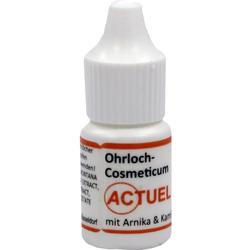 Kleine Flasche mit Ohrloch-Cosmetikum, enthält Arnika und Kamille.