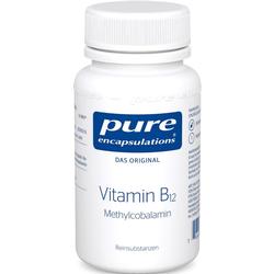 Eine weiße Flasche mit der Aufschrift "Vitamin B12" und "pure encapsulations".